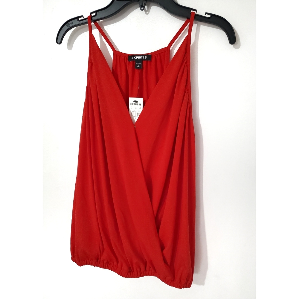 EXPRESS Red Spaghetti Strap V Neck Top Medium - Picture 9 of 15